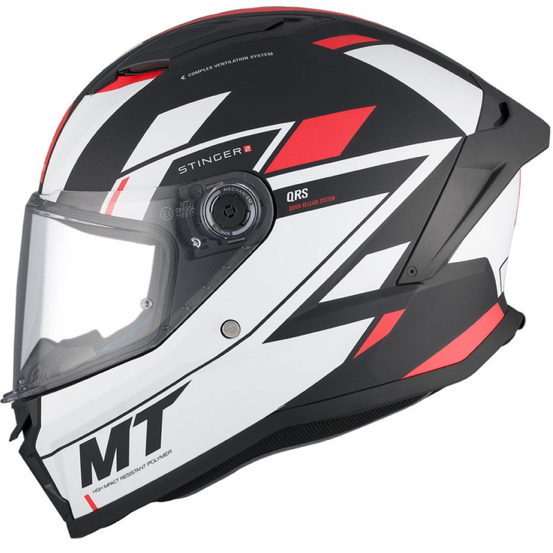 Integrálna prilba na motocykel MT Stinger 2 Solid Zivze bielo-čierno-červená matná