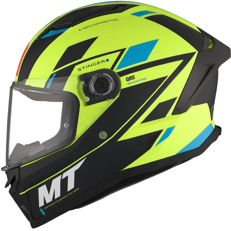 Integrálna prilba na motocykel MT Stinger 2 Solid Zivze fluorescenčno zeleno-čierno-modrá matná