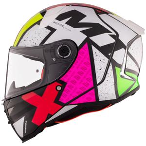 Integrálna helma na motorku MT REVENGE 2 S Light CO lesklá bielo-ružovo-žltá