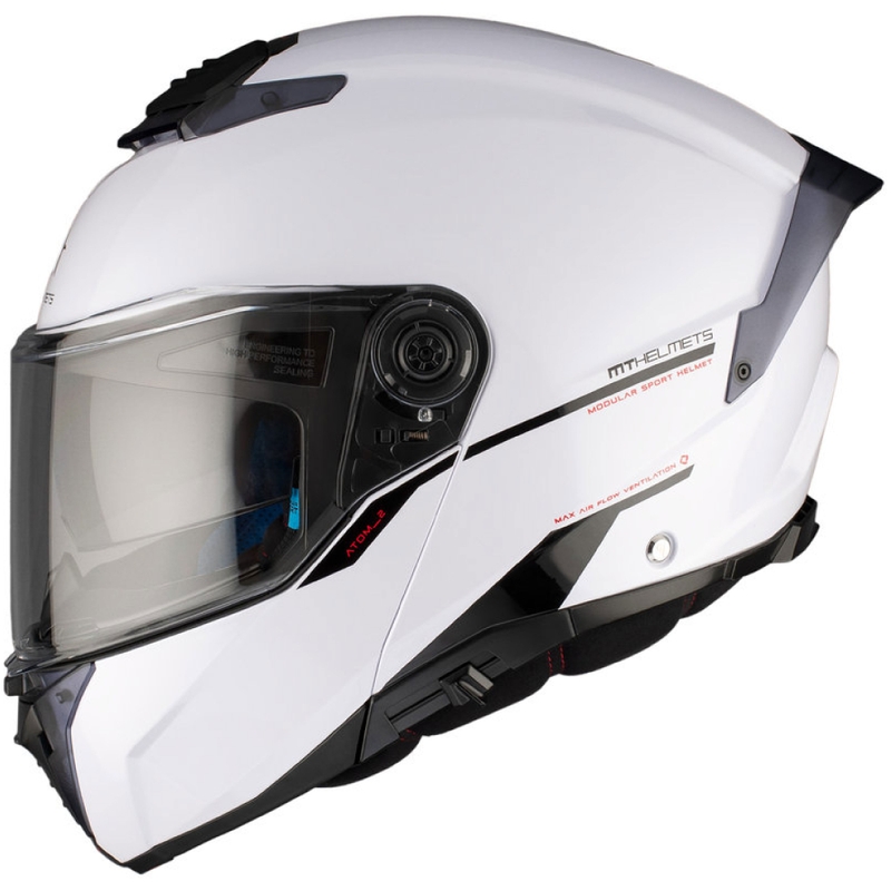 Odklápacia prilba na motocykel MT ATOM 2 SV SOLID A0 biela lesklá