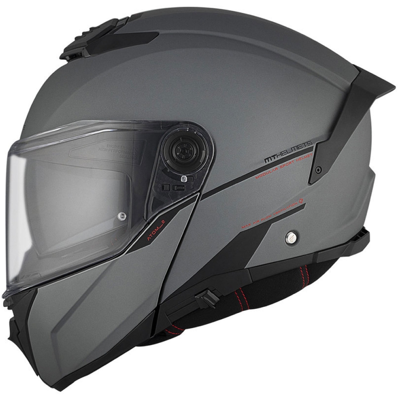 Odklápacia prilba na motocykel MT ATOM 2 SV SOLID A2 sivá matná