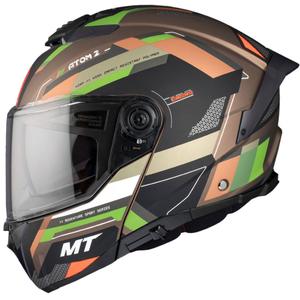 Odklápacia prilba na motocykel MT ATOM 2 SV BAST A6 matná hnedo-čierno-zelená