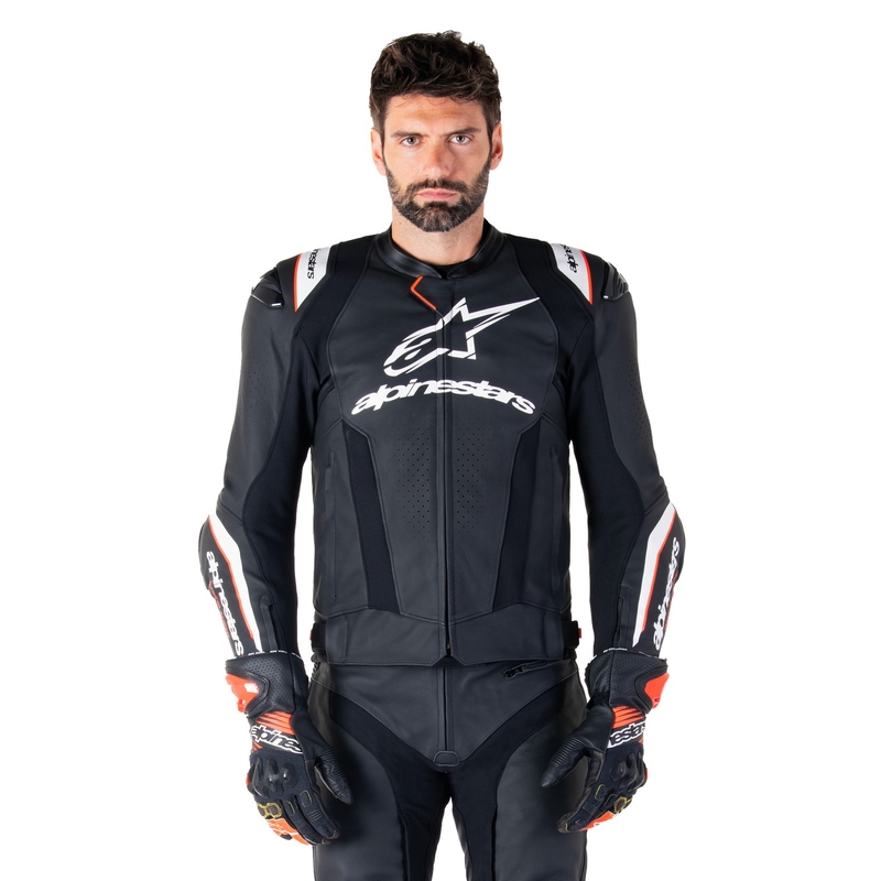 Kožená bunda na motorku Alpinestars Missile 3 Ignition čierno-biela