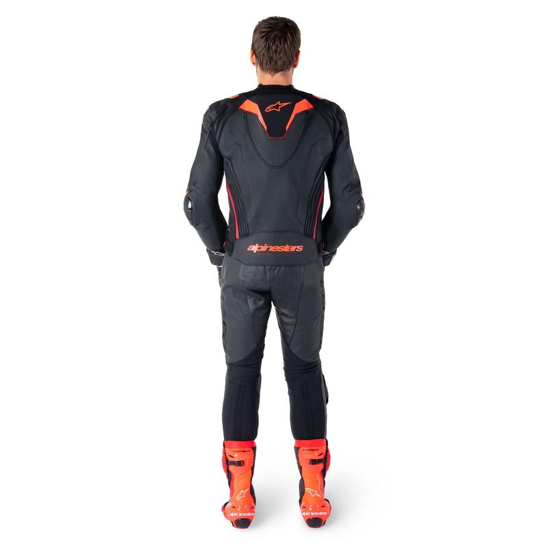 Kožená bunda na motorku Alpinestars Missile 3 Ignition čierno-fluo červeno-tmavo červená