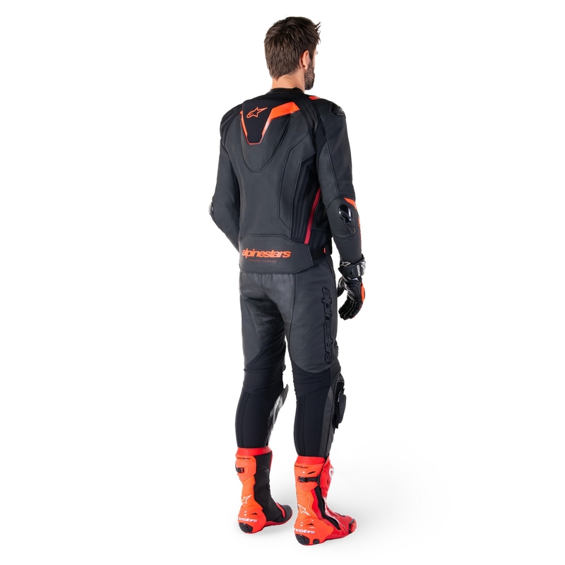Kožená bunda na motorku Alpinestars Missile 3 Ignition čierno-fluo červeno-tmavo červená