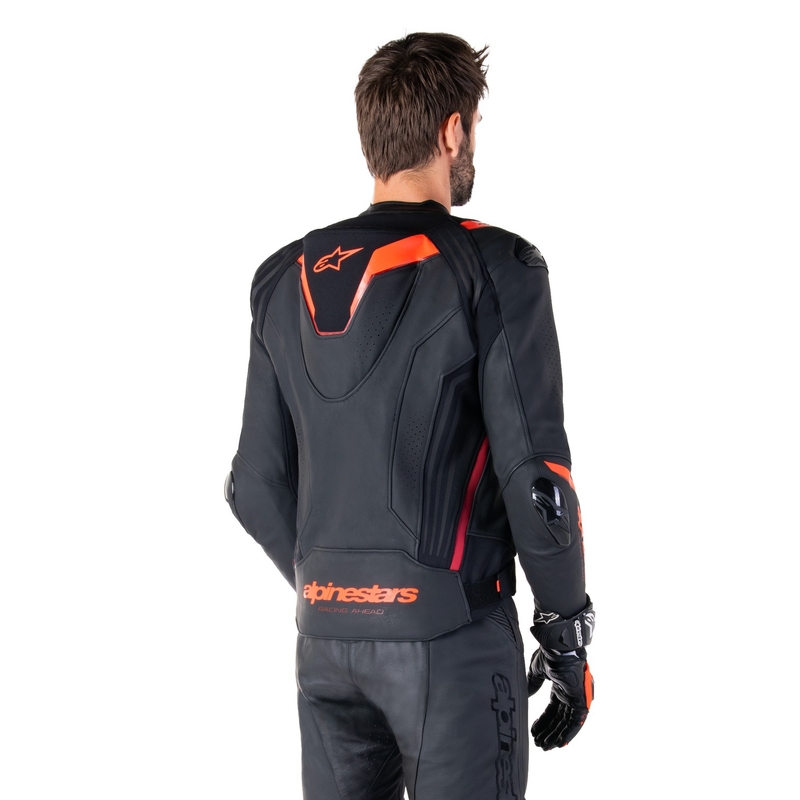 Kožená bunda na motorku Alpinestars Missile 3 Ignition čierno-fluo červeno-tmavo červená