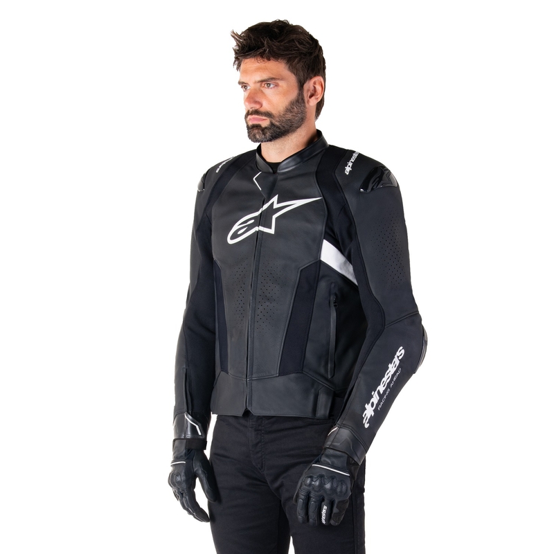 Kožená bunda na motorku Alpinestars Missile 3 čierno-biela