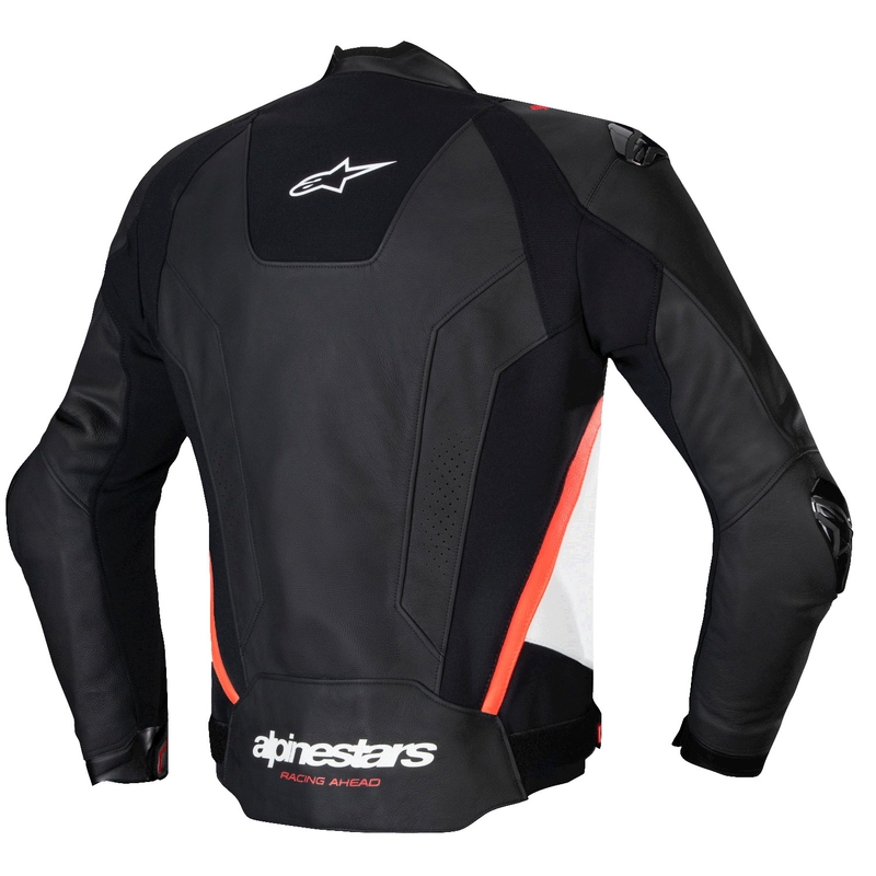Kožená bunda na motorku Alpinestars Missile 3 čierno-bielo-fluo červená
