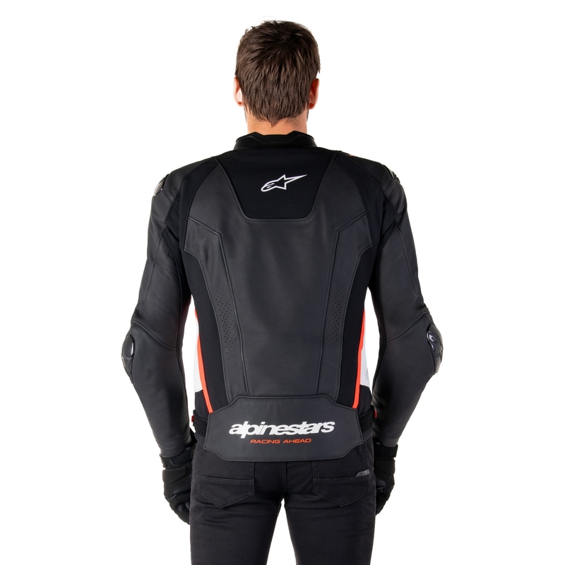 Kožená bunda na motorku Alpinestars Missile 3 čierno-bielo-fluo červená