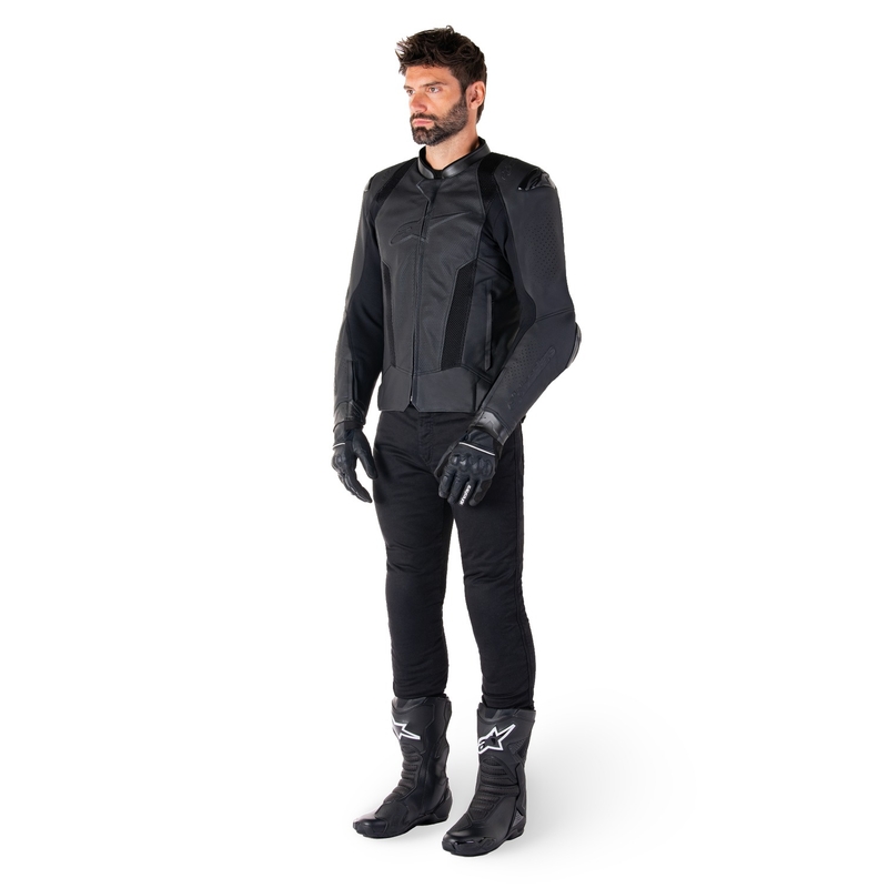 Kožená bunda na motorku Alpinestars Missile 3 Airflow čierno-čierna