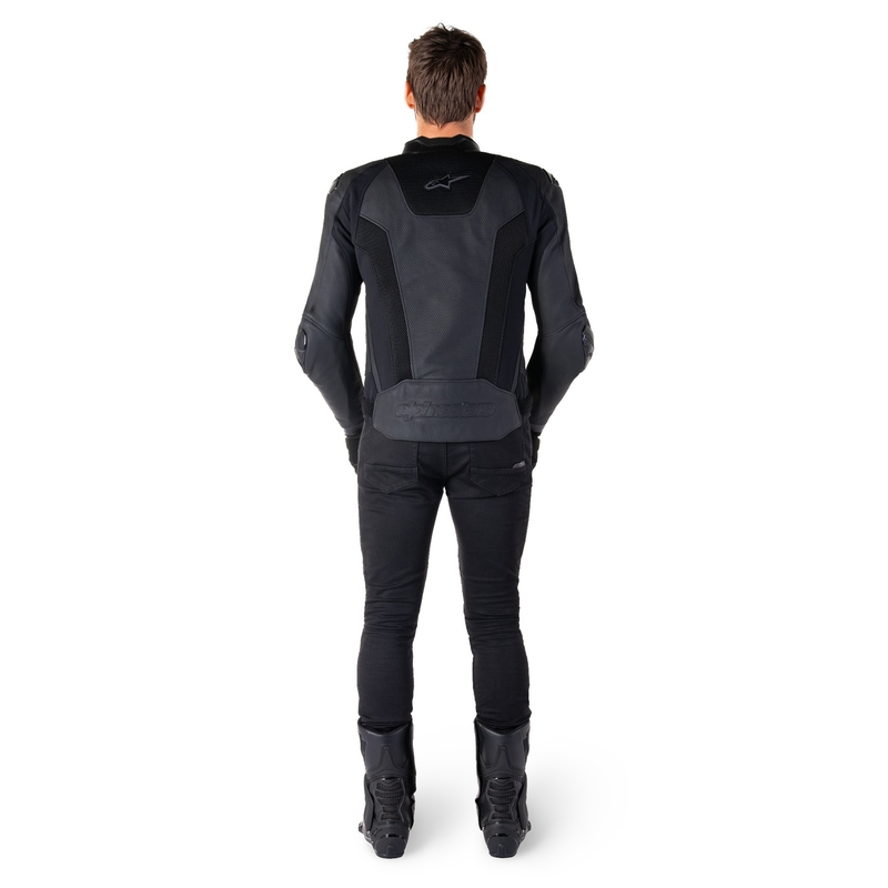 Kožená bunda na motorku Alpinestars Missile 3 Airflow čierno-čierna
