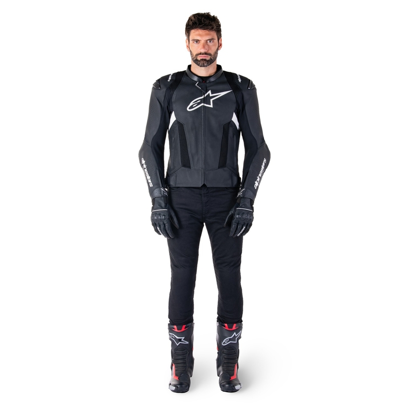 Kožená bunda na motorku Alpinestars Missile 3 Airflow čierno-biela