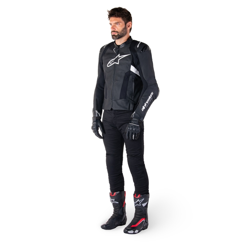 Kožená bunda na motorku Alpinestars Missile 3 Airflow čierno-biela