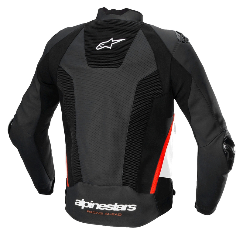 Kožená bunda na motorku Alpinestars Missile 3 Airflow čierno-bielo-fluo červená