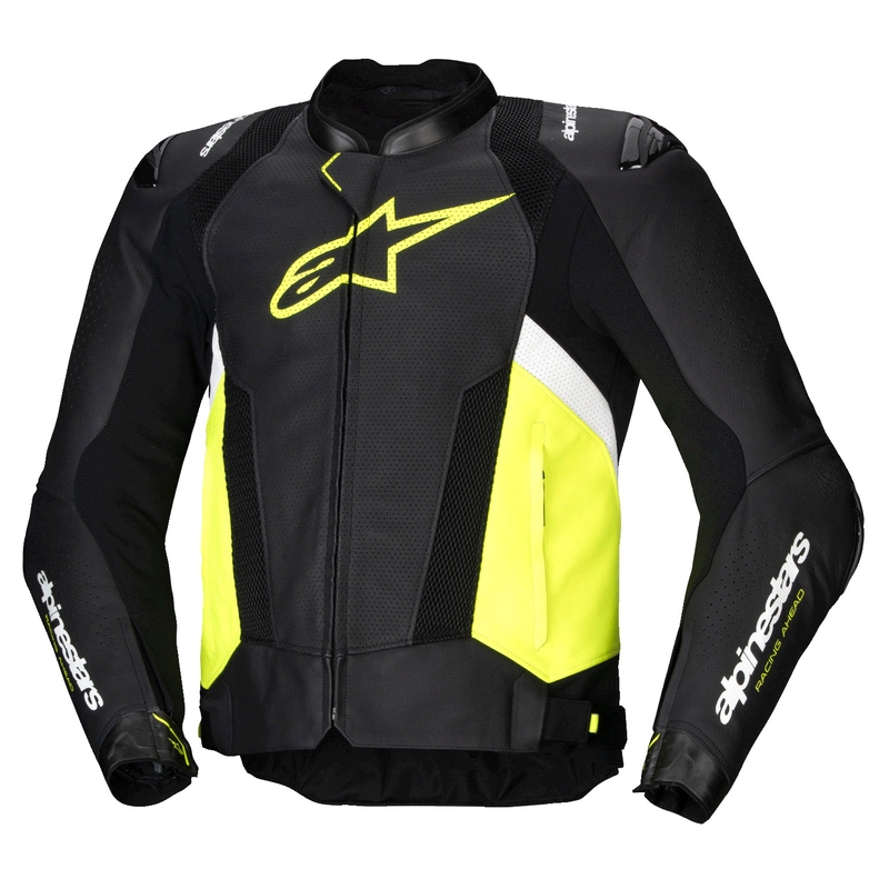 Kožená bunda na motorku Alpinestars Missile 3 Airflow čierno-fluo žlto-biela