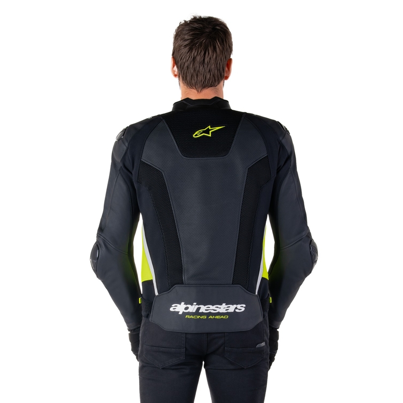 Kožená bunda na motorku Alpinestars Missile 3 Airflow čierno-fluo žlto-biela