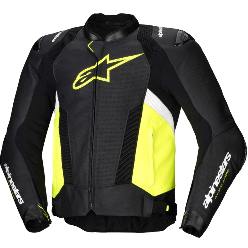 Kožená bunda na motorku Alpinestars Missile 3 Airflow čierno-fluo žlto-biela