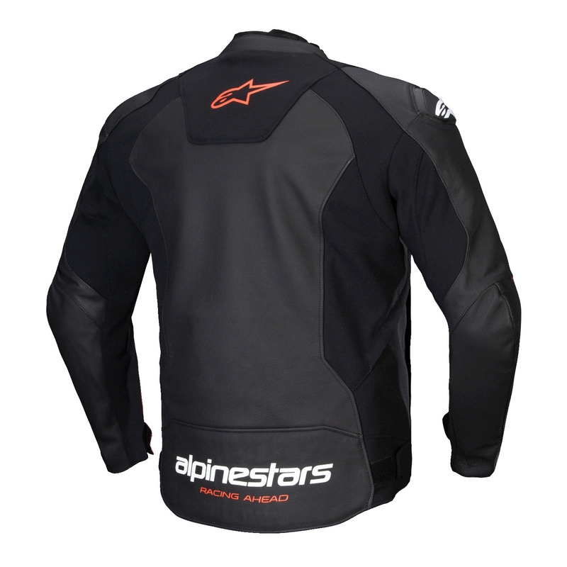 Kožená bunda na motorku Alpinestars Faster 3 čierno-fluo červená
