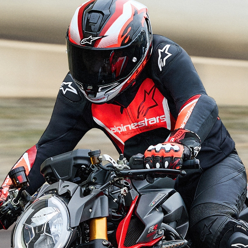 Kožená bunda na motorku Alpinestars Faster 3 čierno-fluo červená