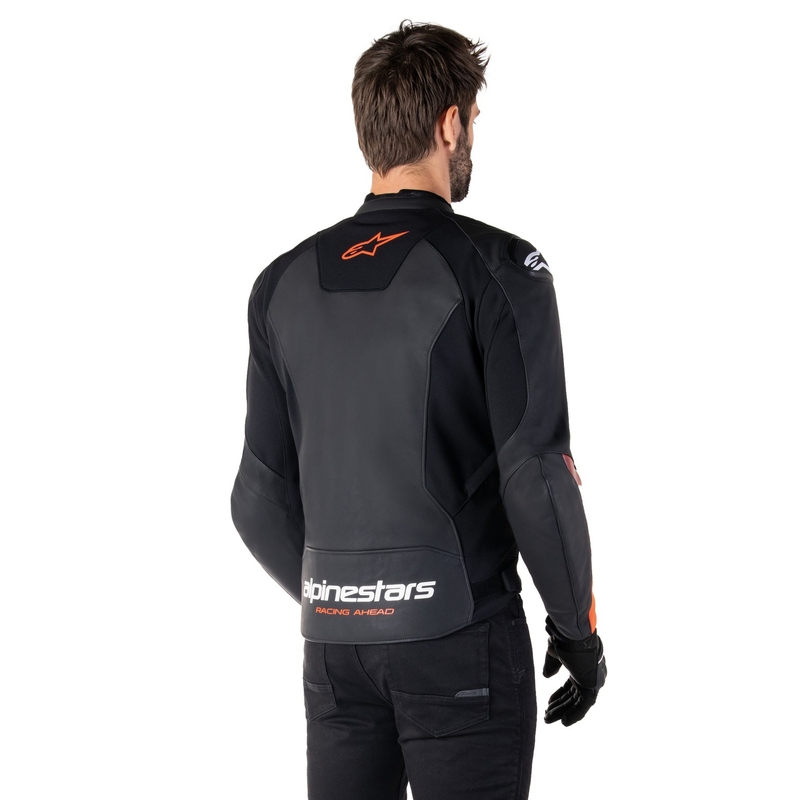 Kožená bunda na motorku Alpinestars Faster 3 čierno-fluo červená