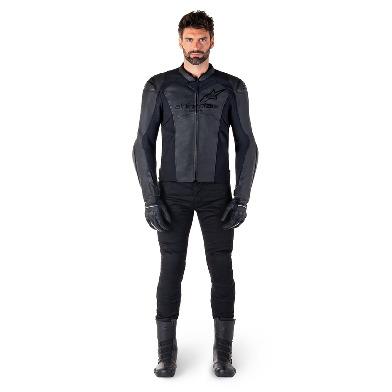 Kožená bunda na motorku Alpinestars Faster 3 čierno-čierna