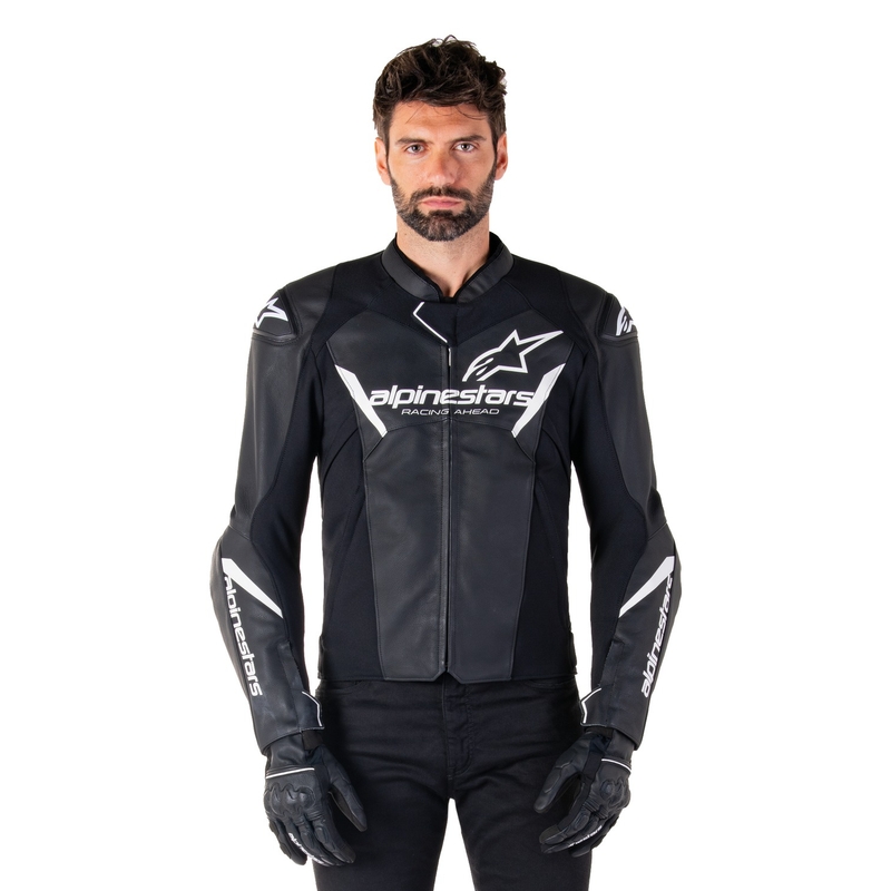 Kožená bunda na motorku Alpinestars Faster 3 čierno-biela