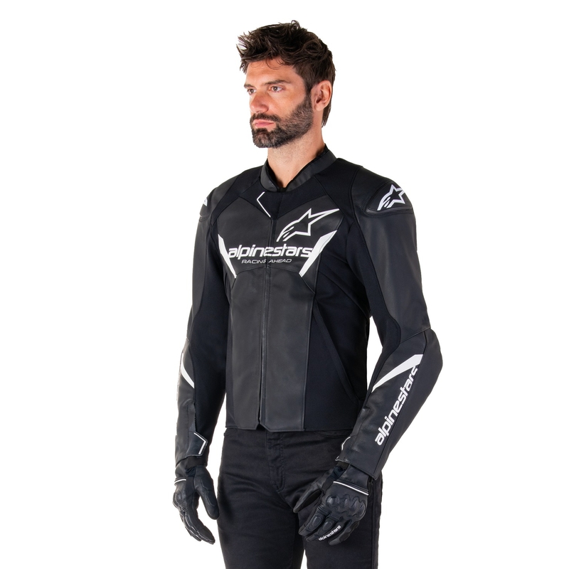 Kožená bunda na motorku Alpinestars Faster 3 čierno-biela