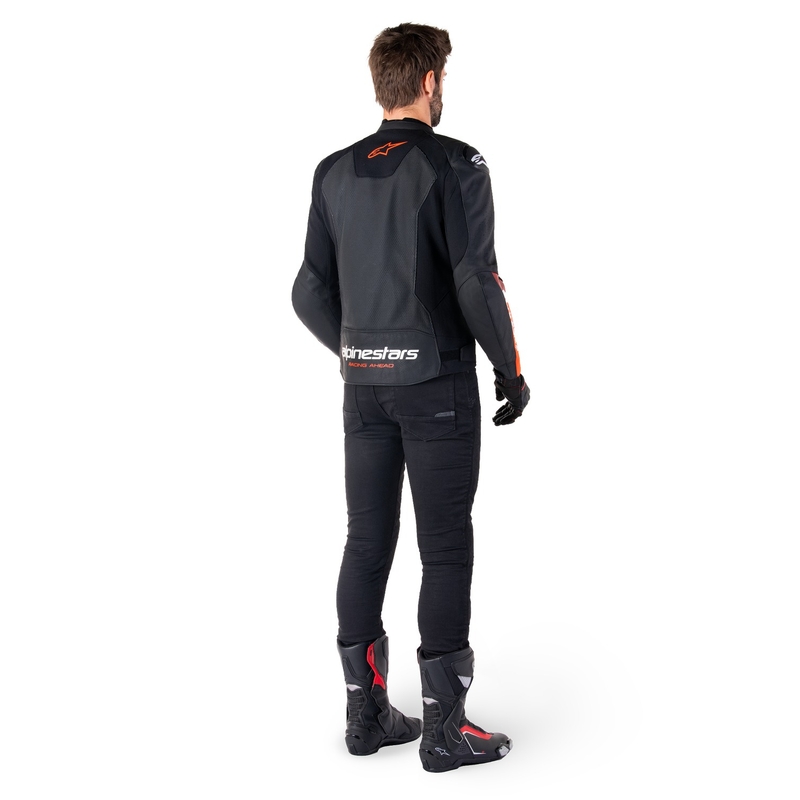 Kožená bunda na motorku Alpinestars Faster 3 Airflow čierno-fluo červená