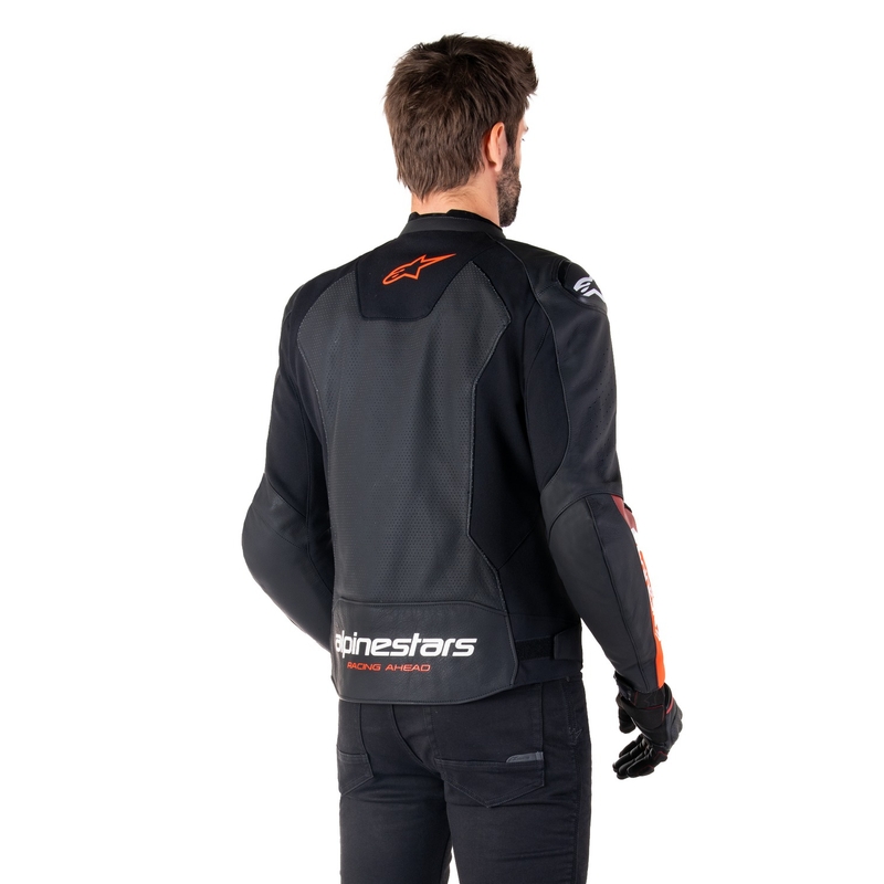 Kožená bunda na motorku Alpinestars Faster 3 Airflow čierno-fluo červená
