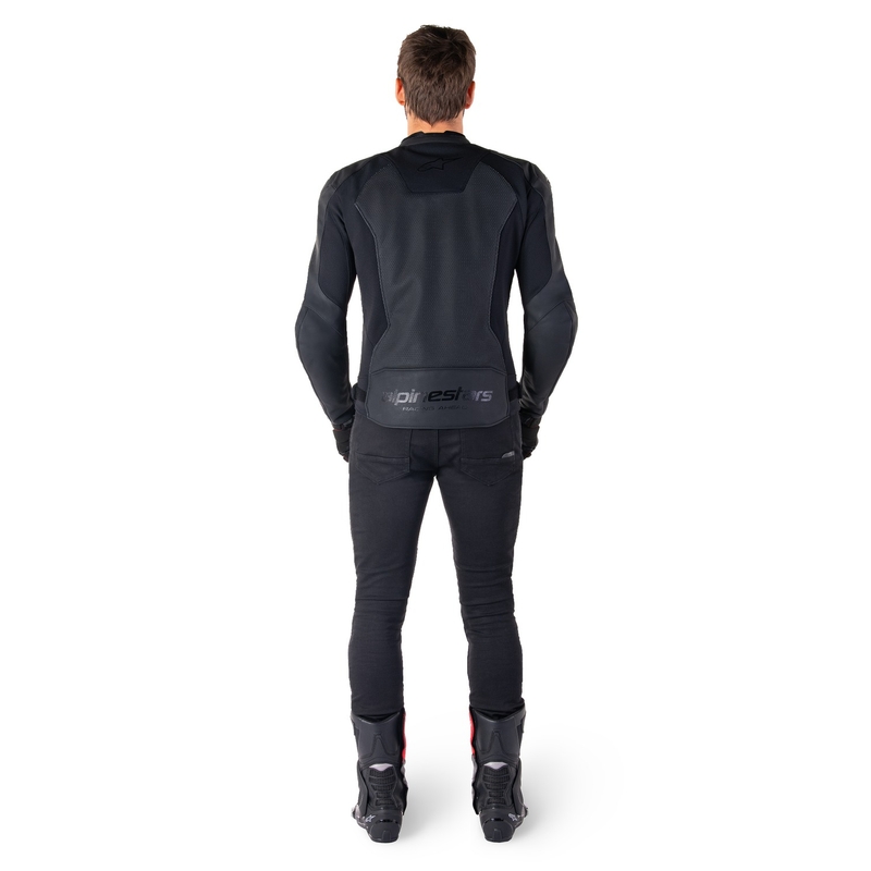 Kožená bunda na motorku Alpinestars Faster 3 Airflow čierno-čierna