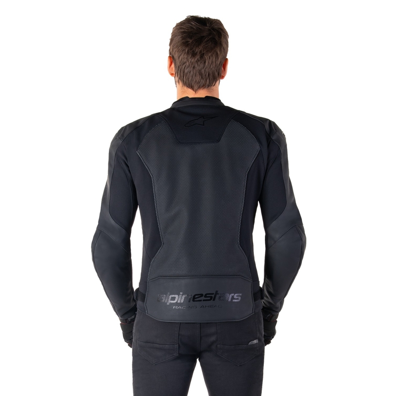 Kožená bunda na motorku Alpinestars Faster 3 Airflow čierno-čierna