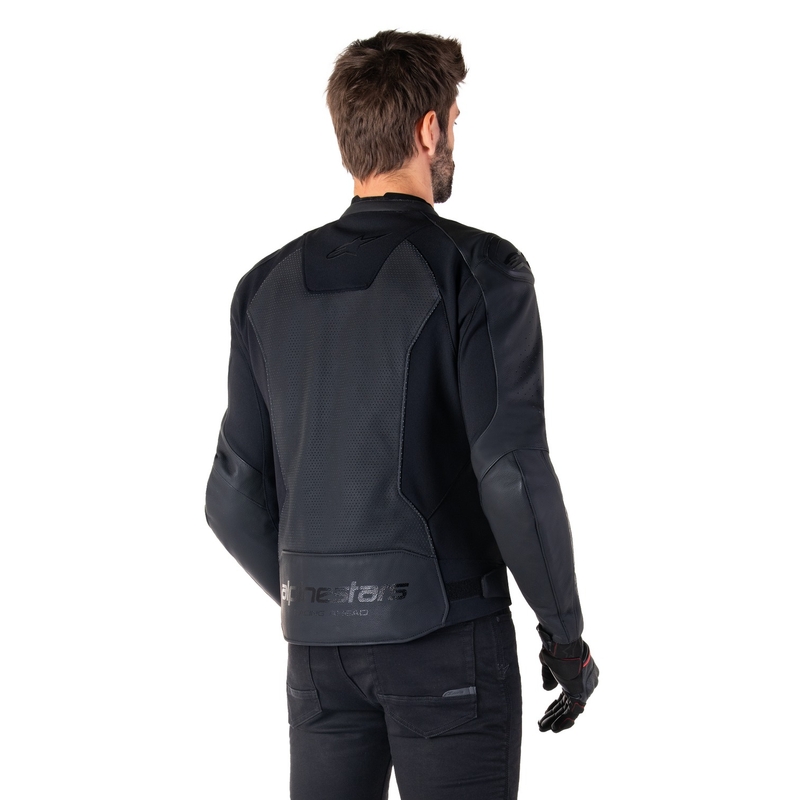 Kožená bunda na motorku Alpinestars Faster 3 Airflow čierno-čierna