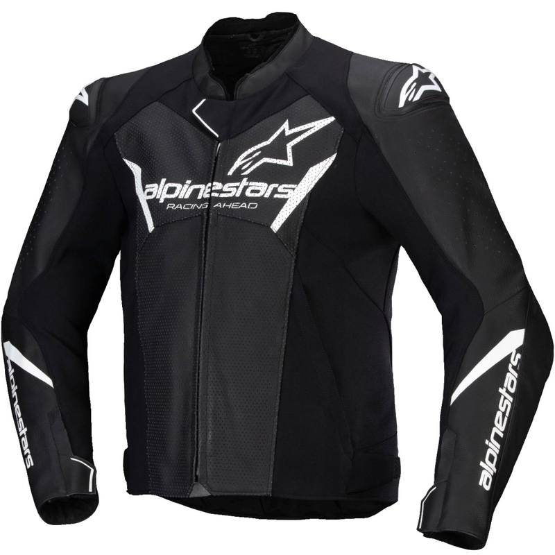 Kožená bunda na motorku Alpinestars Faster 3 Airflow čierno-biela