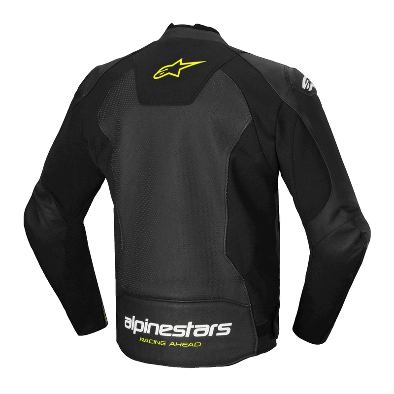 Kožená bunda na motorku Alpinestars Faster 3 Airflow čierno-bielo-fluo žltá