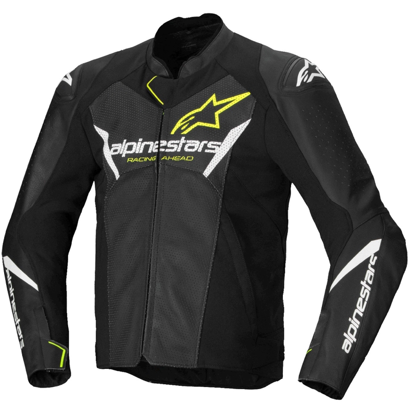 Kožená bunda na motorku Alpinestars Faster 3 Airflow čierno-bielo-fluo žltá