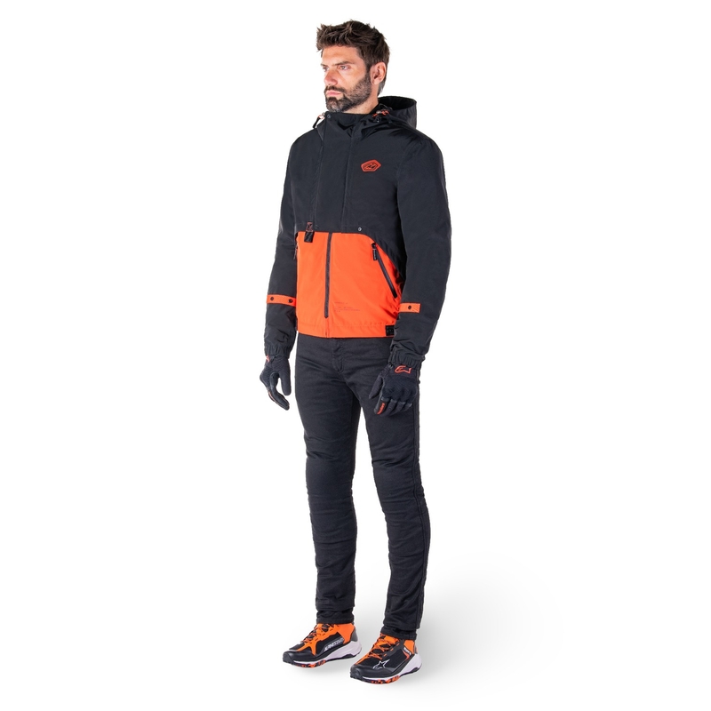 Bunda na motorku Alpinestars Mootant Waterproof Parka čierno-fluo oranžová