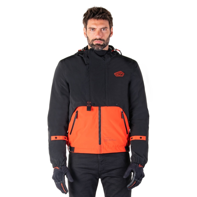 Bunda na motorku Alpinestars Mootant Waterproof Parka čierno-fluo oranžová