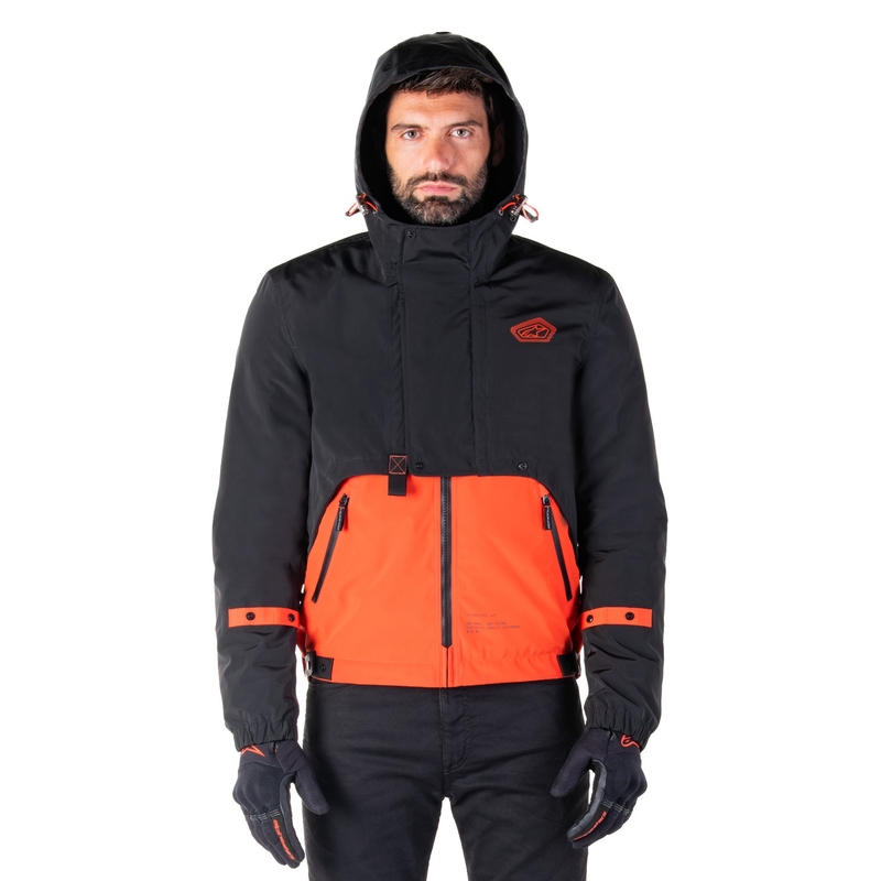 Bunda na motorku Alpinestars Mootant Waterproof Parka čierno-fluo oranžová