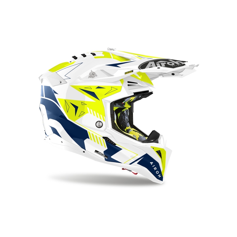 Motokrosová prilba Airoh Aviator 3 Spin žlto-modrá