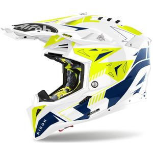 Motokrosová prilba Airoh Aviator 3 Spin žlto-modrá