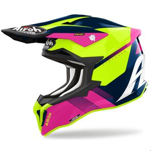 Motokrosová prilba Airoh Strycker Blazer modro-ružová výpredaj
