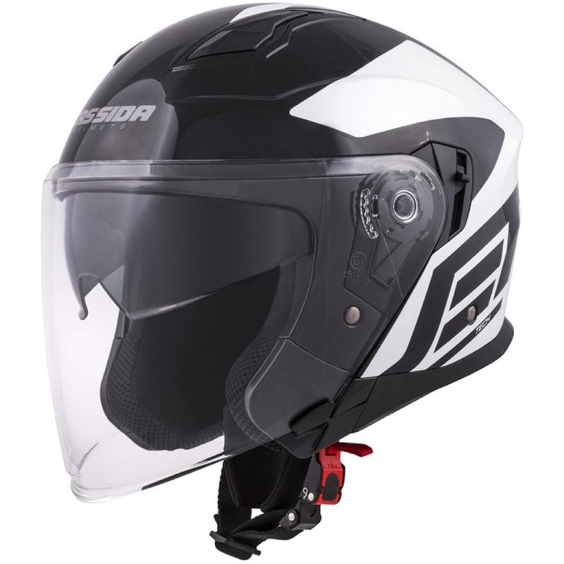 Otvorená prilba na motocykel Cassida Jet Tech Corso čierno-biela