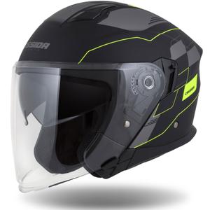 Otvorená prilba na motocykel Cassida Jet Tech Roxor čierno-šedo-fluorescenčno žltá matná výpredaj