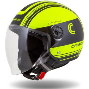 Otvorená prilba na motocykel Cassida Handy Metropolis Safety fluorescenčno žlto-čierno-reflexná šedá