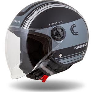 Otvorená prilba na motocykel Cassida Handy Metropolis Safety čierno-reflexná šedá