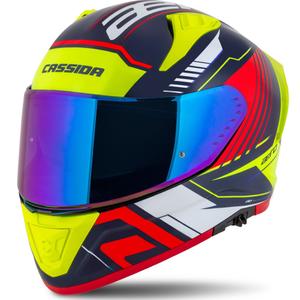 Integrálna helma na motorku Cassida Aero Drome perleťovo modro-žlto-oranžovo-červeno-biela