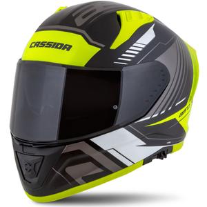 Integrálna helma na motorku Cassida Aero Drome čierno-fluo žlto-bielo-šedá