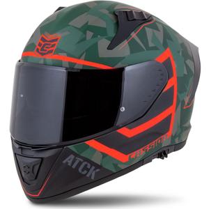 Integrálna helma na motorku Cassida Aero ATCK camo zeleno-čierno-šedo-oranžová