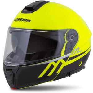 Výklopná helma na motorku Cassida Modulo 2.1 Compass fluo žlto-čierno-strieborno-červená