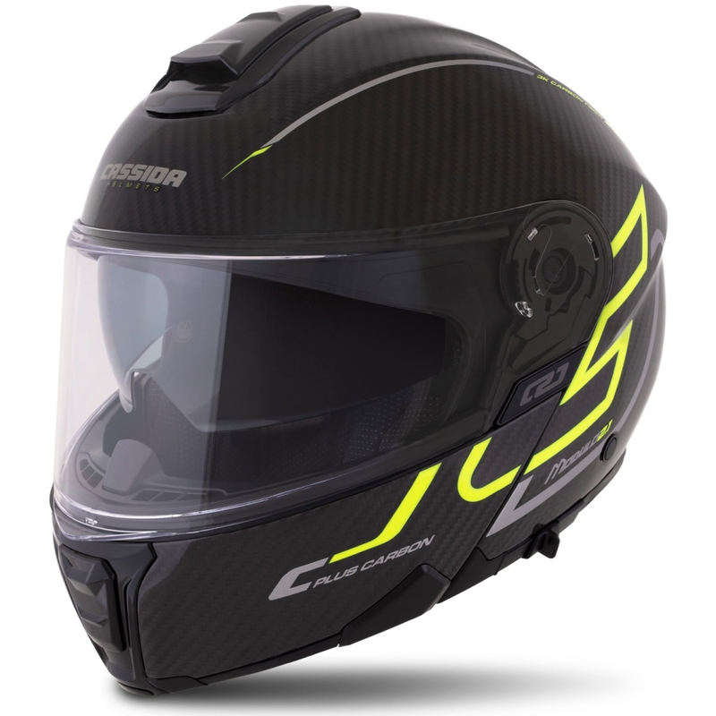 Výklopná prilba Cassida Modulo 2.1 Plus Carbon fluo žlto-strieborno-čierna